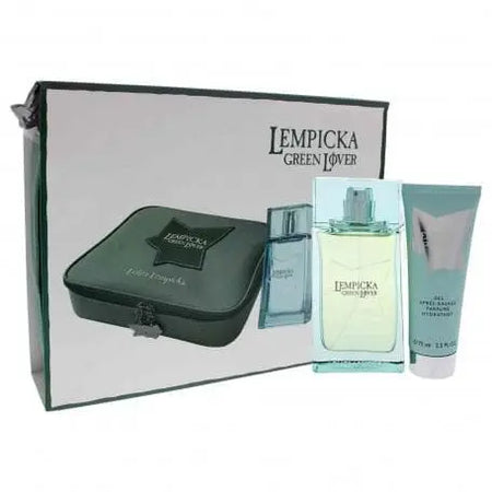 Lolita Lempicka Green Lover Pour Homme 3 Piece Coffret 3.4oz, 1oz équivaut à 30ml Eau de toilette  Spray 2.5oz, 1oz équivaut à 30ml After Shave Gel Pouch Lolita Lempicka