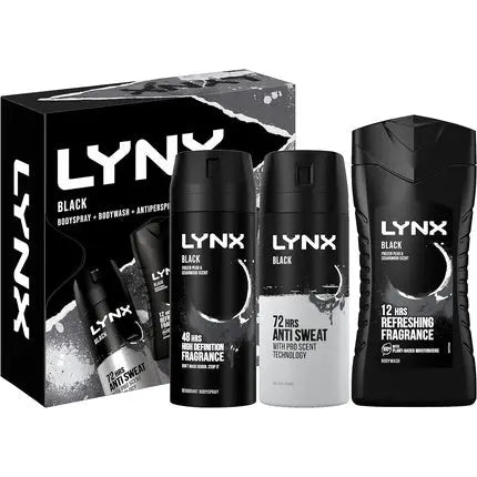 LYNX Black Trio Deodorant Gift Set Body Wash, Body Spray & Anti-Perspirant Axe/Lynx