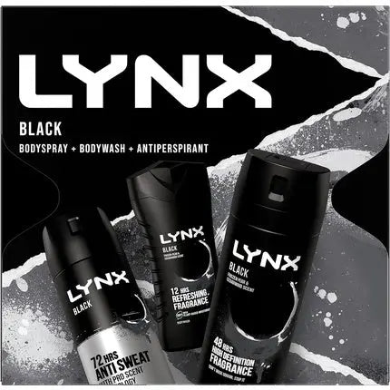 LYNX Black Trio Deodorant Gift Set Body Wash, Body Spray & Anti-Perspirant Axe/Lynx