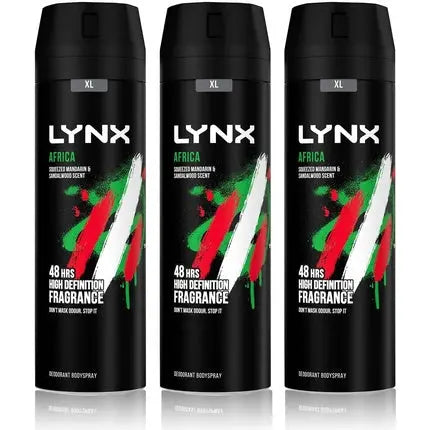 Lynx Africa Men's Fragrance Aluminium Free Body Spray Deodorant 200ml - 2 Month Supply Axe/Lynx