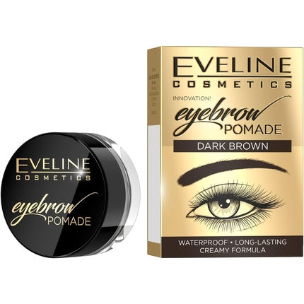 Eveline Eyebrow Pomade Long Lasting Waterproof Creamy Formula Dark Brown
