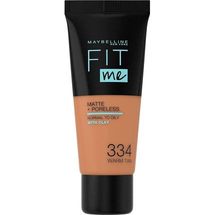 Maybelline Fit Me Foundation Matte and Poreless Full Coverage Blendable for Normal to Oily Skin 30ml 334 Warm Tan - Maybelline New York