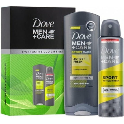 Dove Men+Care Sport Active Duo Gift Set for Him Body Wash 250ml and Deo 150ml - Stocking Filler Christmas Gift for Him Dove