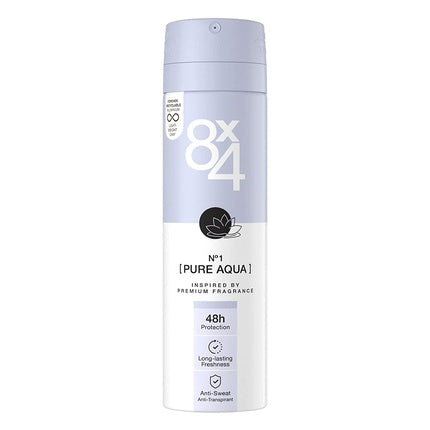 8X4 N°1 Pure Aqua Anti-Transpirant Spray 150ml Lightweight Can 8x4