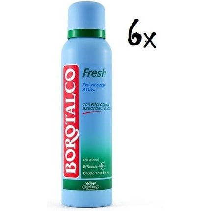 BOROTALCO ROBERTS Fresh Deo Deodorant Spray 125ml 0% Alcohol! 48h! - Pack of 6 Borotalco