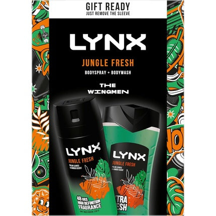 LYNX Jungle Fresh The Wingmen Duo Deodorant Gift Set Body Wash & Body Spray 2 Piece Axe/Lynx