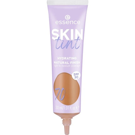 Essence SKIN Tint Makeup No. 70 Brown Moisturizing Natural Vegan Oil-Free UVA and UVB Filter SPF 30 Fragrance-Free 30ml