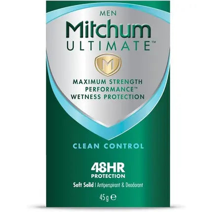 Mitchum Ultimate 48HR Protection Soft Solid Cream Stick Deodorant for Men & Antiperspirant Clean Control Dermatologist Tested 45g Mitchum