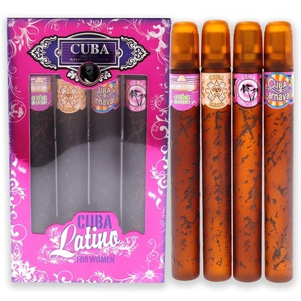 Cuba Cuba Latino Collection Femme 4 Piece Coffret 1.17oz, 1oz équivaut à 30ml - Copacabana, Maya, Carnaval Eau de parfum  Spray (Cha-2549) Cuba