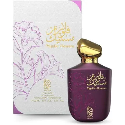 Mystic Flowers EDP 100ml by Nylaa Eau De Parfum for Women Floral Fruity Scent with Peach Pear Jasmine Sandalwood Arabian Fakhar Women Fragrance Nylaa