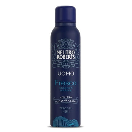Neutro Roberts Men's Deodorant Spray with Odor Blocker Aluminum-Free Stain-Free with Pure Glycerin Oil Dermatologically Tested 150ml 48h Sea Essence Neutro Roberts