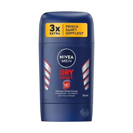 NIVEA MEN Dry Impact Deo Stick 50ml Anti-Transpirant Deodorant with 48h Sweat Protection Formula and 2 Antibacterial Ingredients Nivea