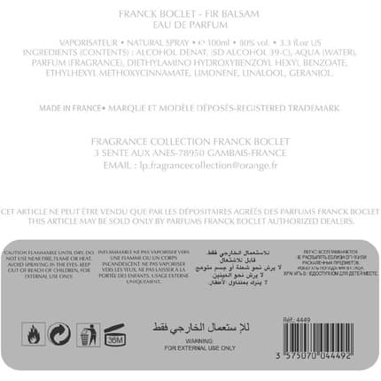 Franck Boclet Fir Balsam For Him Eau de Parfum 100ml pour homme