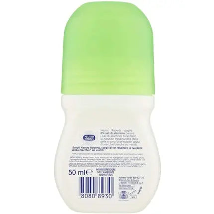 Neutro Roberts Fresh Deodorant Roll On with Green Tea and Lime Zero Aluminum Salts 50ml Bottle Neutro Roberts