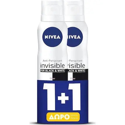 Nivea Black & White Invisible Clear Women's Deodorant Spray 48-Hour Protection - 2x150ml Nivea