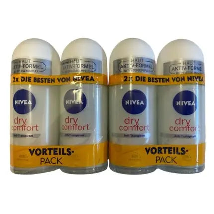 Nivea Dry Comfort Deo Roll-On Anti-Perspirant 4x50ml Nivea