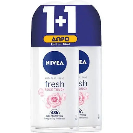 Nivea Fresh Rose Touch 48-Hour Women's Deodorant Roll-On - 2x50ml Nivea