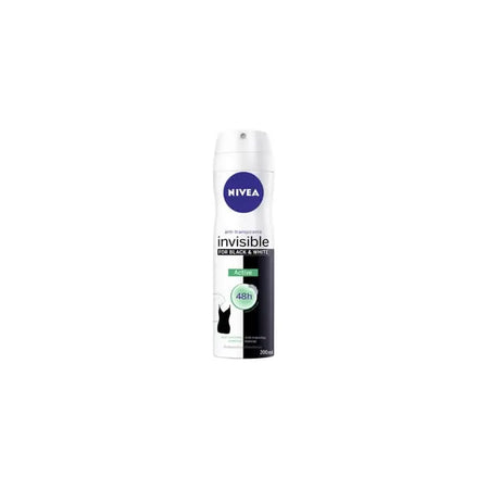 Nivea Invisible Black and White 48hr Active Antiperspirant Spray Deodorant for Women 200ml Nivea