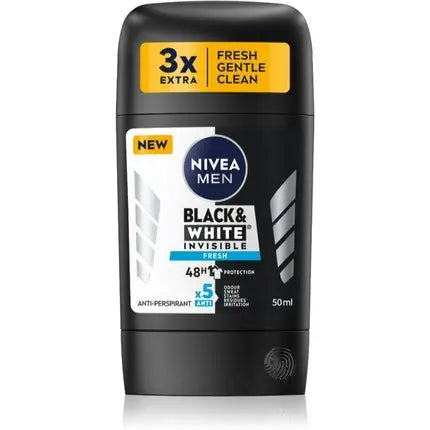 Nivea Men Black & White Invisible Fresh Solid Antiperspirant for Men - 50 ml Nivea