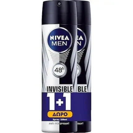 Nivea Men Black & White Invisible Power Antiperspirant Spray 48 Hours - 2x150ml Nivea