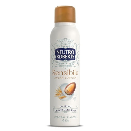 Neutro Roberts Deodorant Spray for Sensitive Skin with Soothing Oat and Argan, Aluminum-Free, Alcohol-Free, with Pure Glycerin Oil, Dermatologically Tested 150ml Neutro Roberts