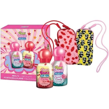 Bon Bons Malica Set of 2 Sweet Candy and Cherry Kiss Fragrances Avec Cell Phone Holder Malizia