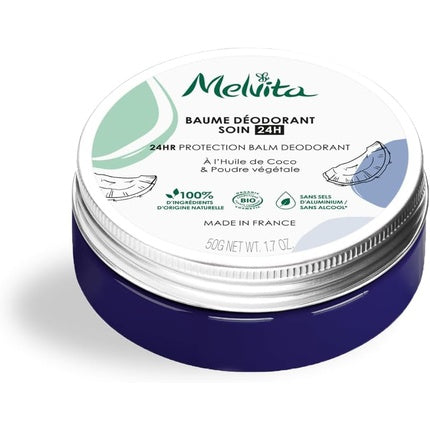 Melvita 24H Deodorant Balm Anti-Odour Action 100% Natural Vegan Formula Certified Organic All Skin Types Fragrance Free No Aluminium Salts No Alcohol Melvita