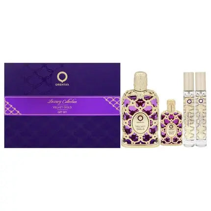 Orientica Velvet Gold for Women 4 Piece Gift Set 2.7oz EDP Spray 2 x 0.33oz EDP - Pack of 4 Orientica