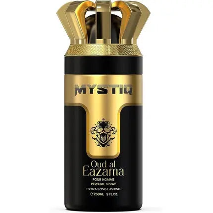 Oud Al Eazama 250ml Extra Long Lasting Perfume Body Spray by Mystiq Nylaa for Him Oud Wood Cedarwood and Leather Nylaa