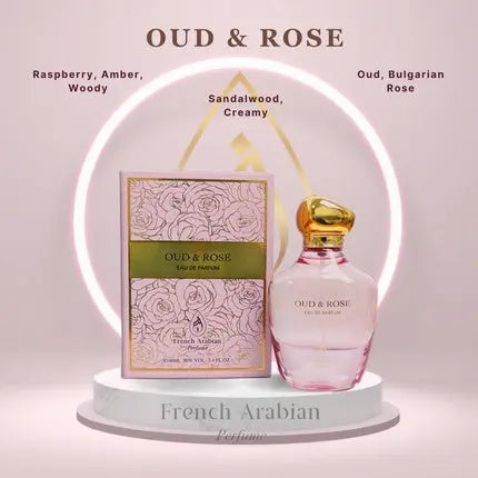 Oud Rose 100ml Eau de Parfum Spray Blend of Sandalwood and Fresh Roses Long-lasting Creamy Oud Perfume for Women 100ml French Arabian Perfumes