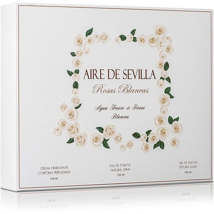 Instituto Español Perfume Set for Women White Roses - Aire de Sevilla - EDT, Moisturizing Cream, Shower Gel Aire De Sevilla