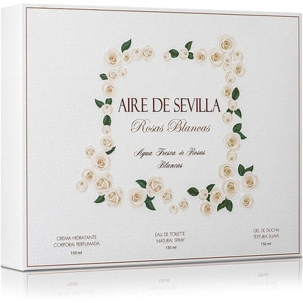 Instituto Español Parfum  Set pour femme  White Roses - Aire de Sevilla - Eau de toilette , Moisturizing Cream, Shower Gel Aire De Sevilla