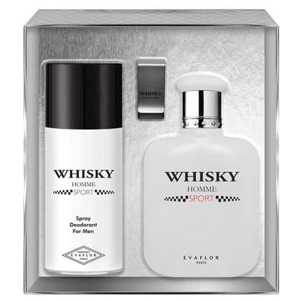 Evaflorparis Whisky Sport Gift Box + Deodorant + Money Clip Set Eau de Toilette  pour homme
