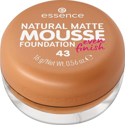 essence Natural Matte Mousse Foundation Nr. 43 Nude Mattifying Covering Express Result Vegan Perfume Alcohol Preservative Free 16g - Essence