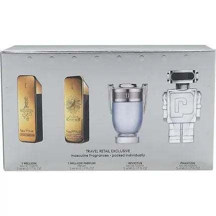 Paco Rabanne Mini Set Pour Homme: One Million 0.17 Eau De Toilette, One Million 0.17 Parfum, Invictus 0.17 Eau de toilette , Phantom 0.17 Eau de toilette Paco Rabanne