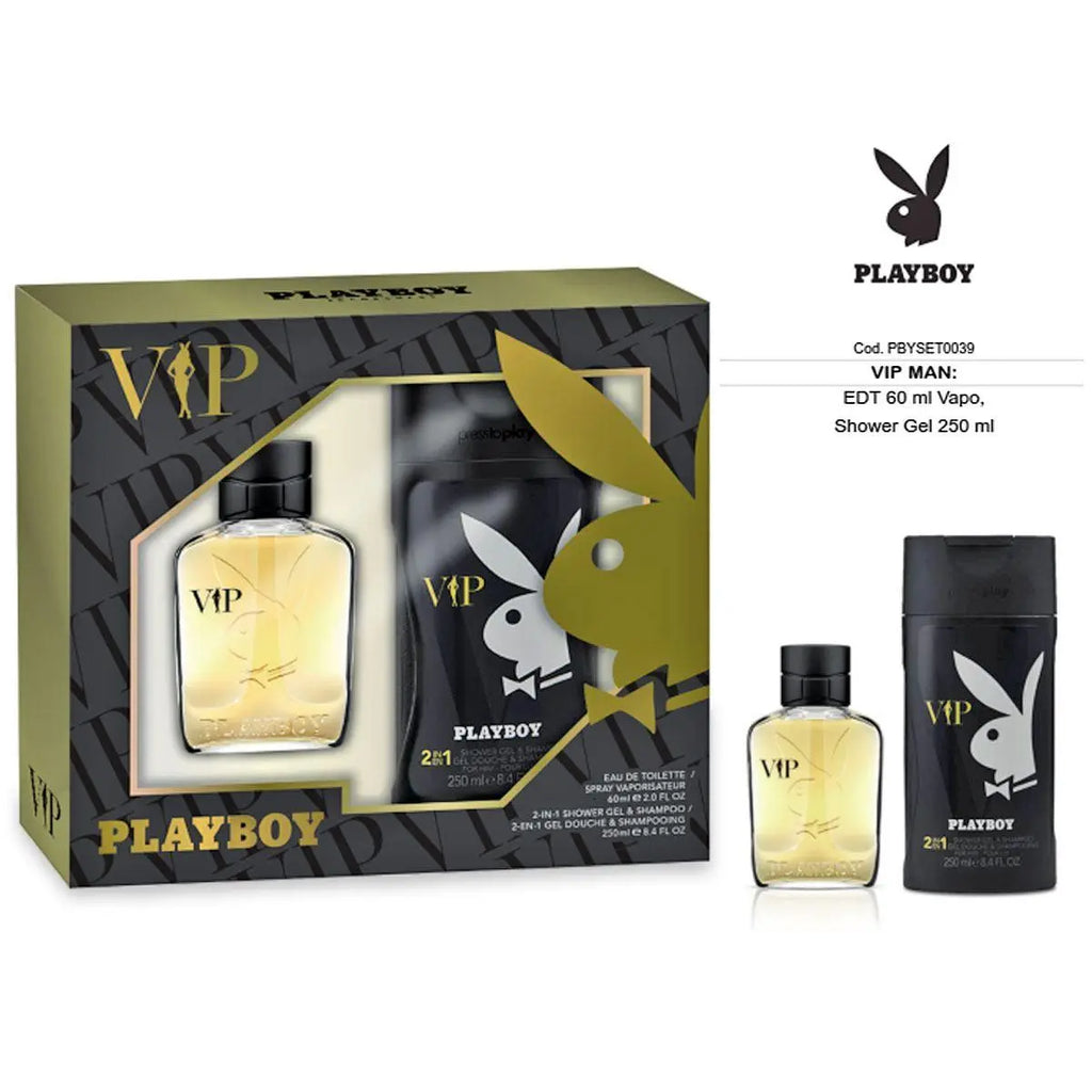 Playboy VIP Eau de Toilette 60ml and 2in1 Shower Gel & Shampoo Set Playboy