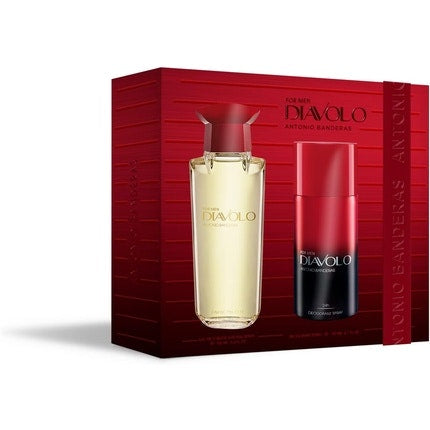 Banderas Parfum  Diavolo Coffret Pour Homme Eau de toilette  100ml + Deodorant 150ml Long Lasting Masculine and Intense Fragrance Spicy and Amber Notes Banderas