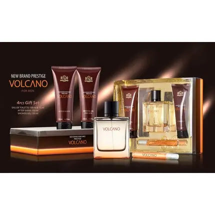 Prestige Volcano by New Brand for Men 3.3oz EDT Spray 4.3oz Shower Gel 4.3oz After Shave 0.5oz EDT Spray New Brand