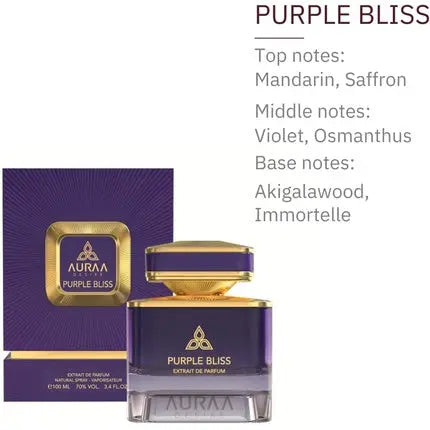 Purple Bliss Extrait De Perfume 100ml by Auraa Desire Fresh Spicy Mineral Fragrance for Men Mandarin Saffron Violet Scents Long Lasting Eau de Parfum Auraa Desire