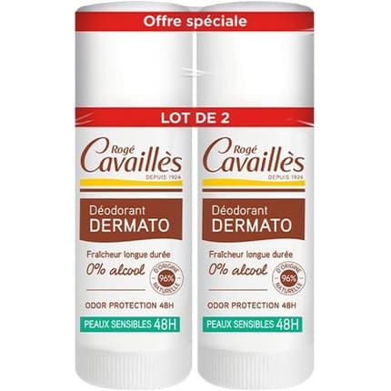 Rogé Cavaillès Dermato Deodorant 48H Stick - Pack of 2 Déodorant (Déo) Mixte 40ml