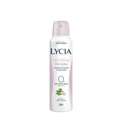 Lycia Sensitive Me & You Deodorant Spray Alcohol-Free Aluminum-Free 48 Hours Effectiveness Scent of Melissa and Water Blossoms 150ml Lycia