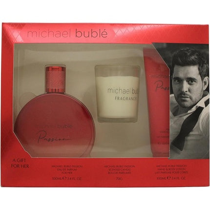 Michael Buble Passion Gift Set 100ml EDP Body Lotion Scented Candle Michael Buble