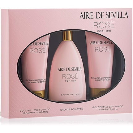 Aire de Sevilla Rose Set Body Milk Eau de Toilette Shower Gel for Women - Pack of 3