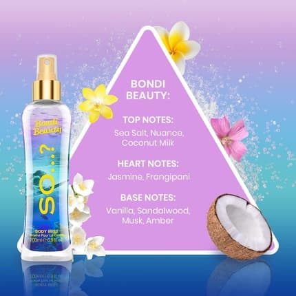 So Summer Escapes Womens Bondi Beauty Body Mist Fragrance Spray 200ml Fruity Gourmand