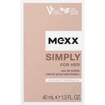 Mexx Simply for Her Eau de Toilette Fresh Floral Elegant Ladies Natural Vegan Formula Glass Bottle 40ml Mexx