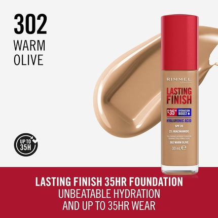 Lasting Finish 35HR Foundation 302 Warm Olive