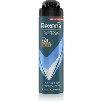 Rexona Advanced Protection Antiperspirant Spray for Men - Cobalt Dry, 150 ml, 72-hour Protection Rexona