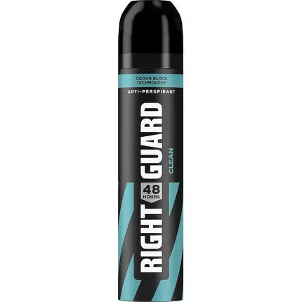 Right Guard Men's Deodorant Clean 48 Hour High Performance Anti-Perspirant Aerosol Spray No White Residue Alcohol Free Dermologically Tested 250ml Right Guard