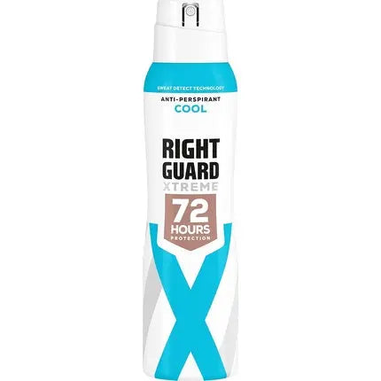 Right Guard Women's Deodorant Xtreme Cool 72 Hour High Performance Anti-Perspirant Aerosol Spray No White Residue Alcohol Free Dermologically Tested 150ml Right Guard