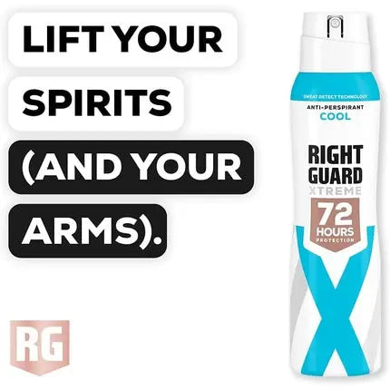 Right Guard Women's Deodorant Xtreme Cool 72 Hour High Performance Anti-Perspirant Aerosol Spray No White Residue Alcohol Free Dermologically Tested 150ml Right Guard